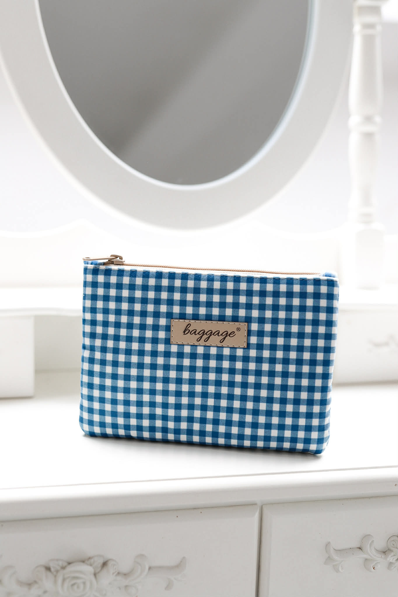 Mała kosmetyczka kratka niebieska